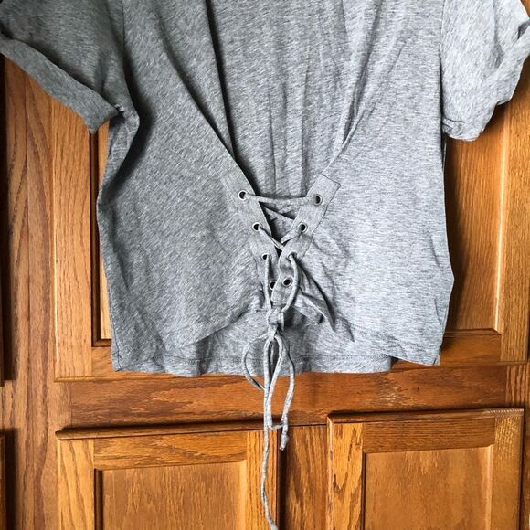 JOIE Lizeth Lace-Up Corset Tee Heather Gray - M - Picture 4 of 9